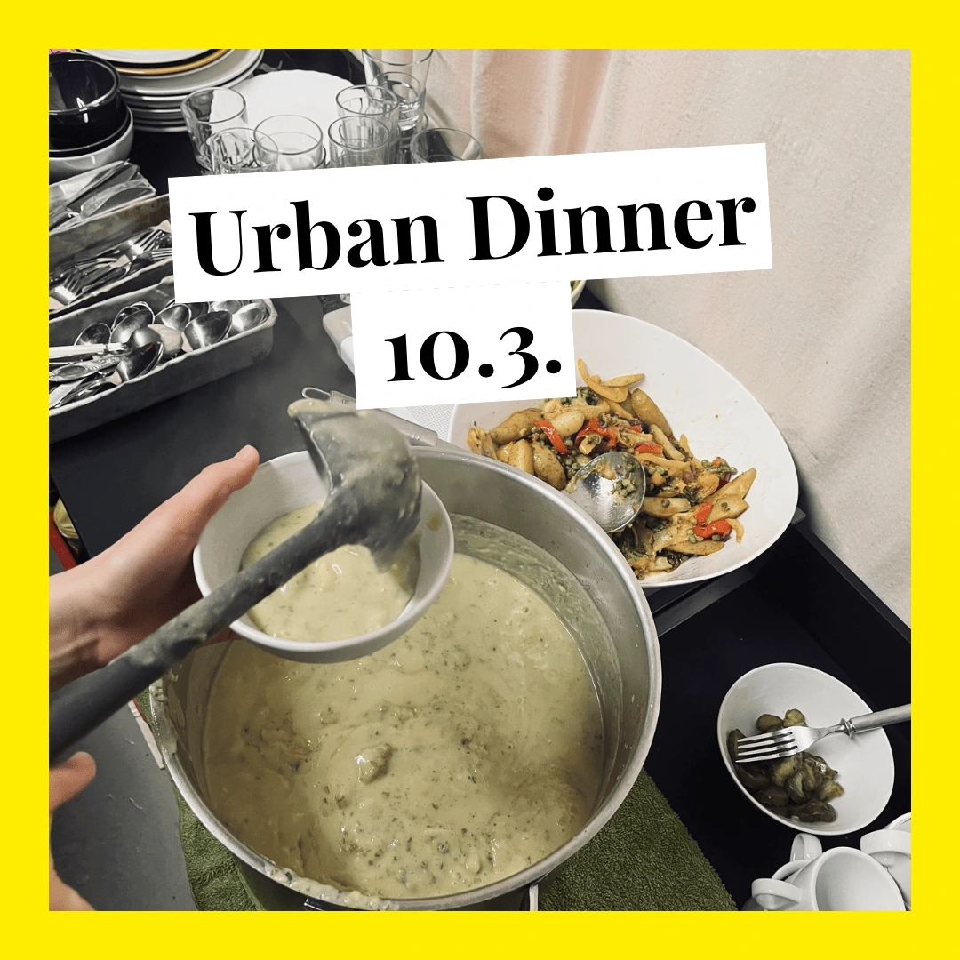 Kuva ruunlaitosta Dodon keitti&ouml;ss&auml;, p&auml;&auml;ll&auml; teksti "Urban Dinner 10.3."