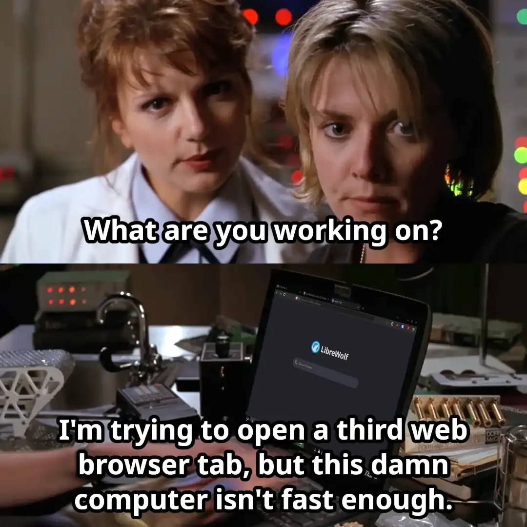 Panel 1: Dr. Frasier saying "What are you working on?" Panel 2: Shot of a computer screen with Carter saying "I'm trying to open a third web browser tab, but this damn computer isn't fast enough."