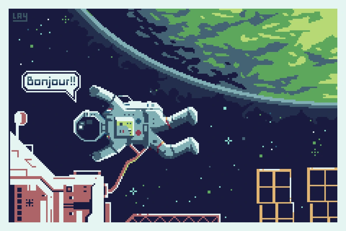 A French greeting from low Earth orbit