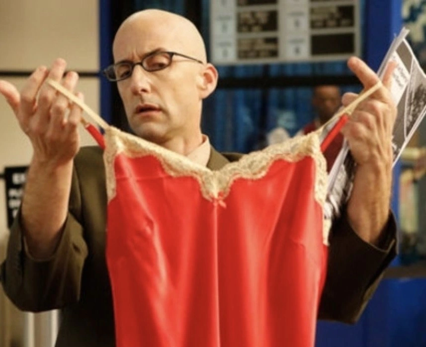 dean pelton eyeing red lingerie 