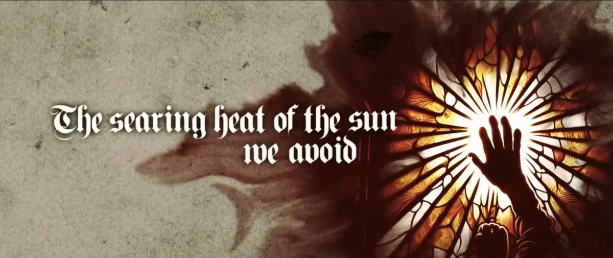 An image of a hand in front of a bright light with the caption "The searing heat of the Sun we avoid".