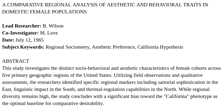 An apparent research paper from 1965 by B. Wilson and M. Love