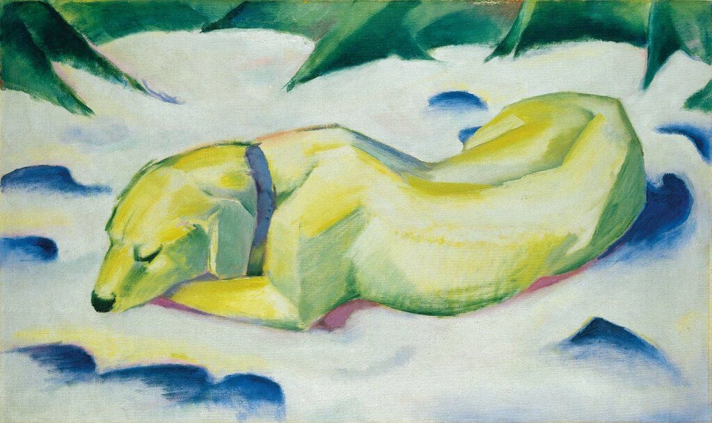 Piece of Art: Dog Lying in the Snow by Franz Marc, ca. 1911