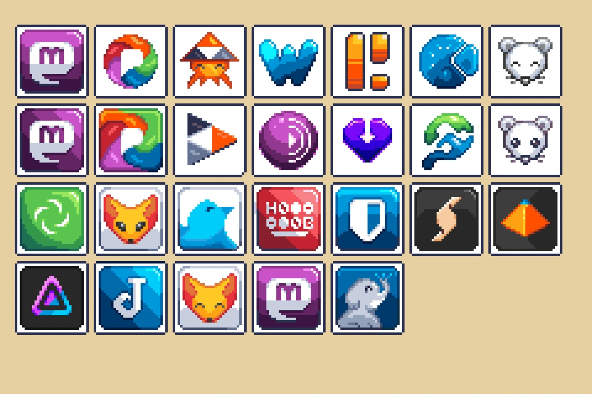 Hi Threadiverse! I'm making a set of Pixelart Icons for fedi/foss apps