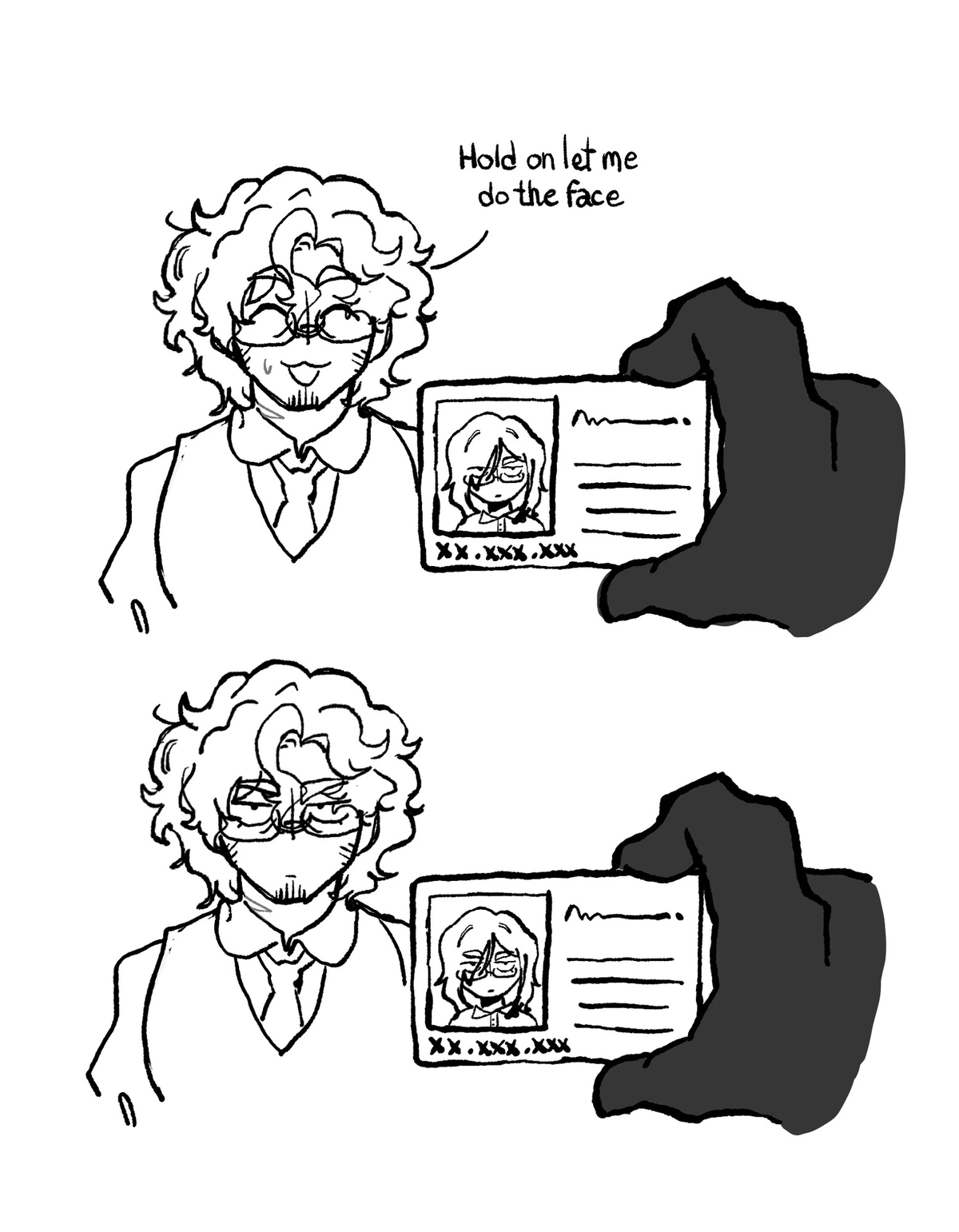 someone gets ID checked, but has to face-pose as the ID since they vastly differ now